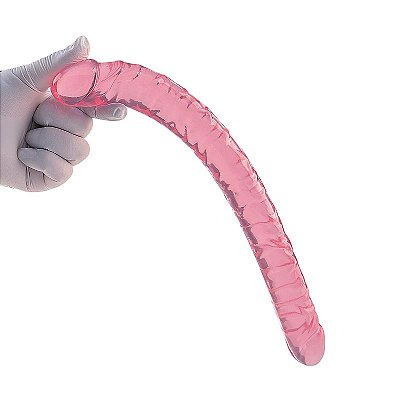 Pênis Duplo em Jelly Macio e Flexível - Possui 2 Glandes (cabeças) e Veias - Tamanho Grande 33,5 x 3,2 cm-  Não Tem Contra Indicações - Produto Destinado para +18 Anos