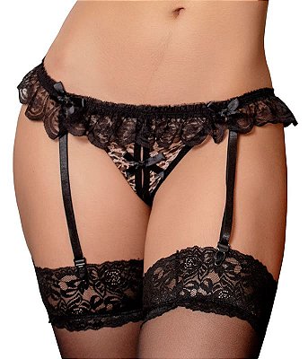 Cinta Liga Oncinha Sensual Yaffa com Calcinha Fio - Delivery Rio Preto e Ribeirão Preto