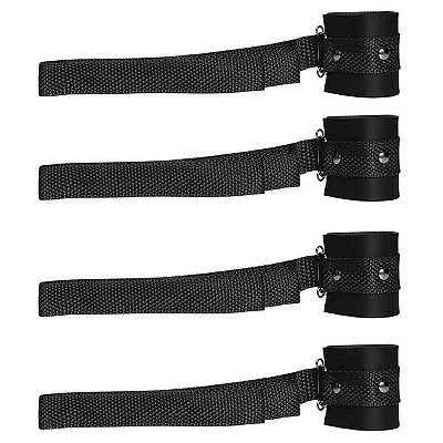 Kit Bondagem - Resistente com 4 Amarras - Material Couro - BDSM - Sado - Bondage - Dominação - Destinado +18 Anos