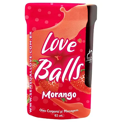 Love Balls - Bolinha do Prazer Beijável - 02 Unidades - Sensual Love - Sabor Morango - Sem Contra Indicação