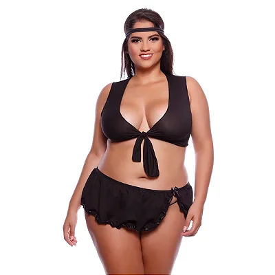 Fantasia Sensual Feminina - Viúva Negra - Tamanho Plus Size - Cor: Preta