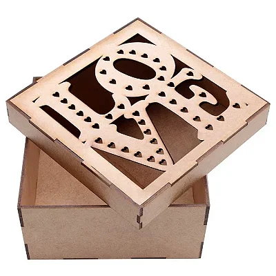 Caixa Mdf - Love - Quadrada - 17X17X8,5Cm - Para Montar Kit Sensual de Presente