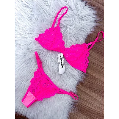 Conjunto Lingerie Feminina - Ajustes de Alça e Fechos PLÁSTICOS - Não Possui Aro, Bojo ou Metais -  Padrão Permitido em Unidades Prisionais: CDP & Cadeia - Para Visita íntima - P - M & G