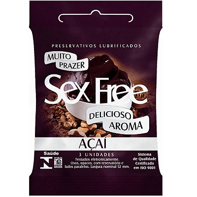 Preservativo - Camisinha Masculina - Sabor Brasileiro - Aroma Açaí - Edição Limitada - 3 Unidades - Sex Free