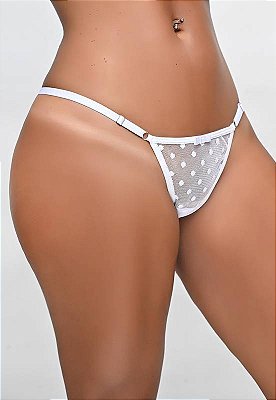 Calcinha Fio Dental Tule Poá Branco – Charme e Delicadeza – Rio Preto/Ribeirão Preto
