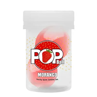 Pop Ball Bolinha Beijável Morango Sensual Love | Lubrificante Explosiva com Efeito Quente (2 Unidades)