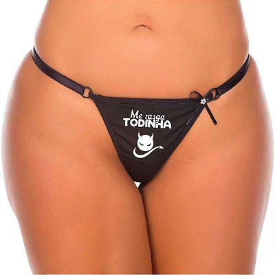 Calcinha Fio Dental Safada Com Frases Quentes Para Apimentar Sua Noite - Tam. Único - Cor: Preta- Rio Preto & Ribeirão