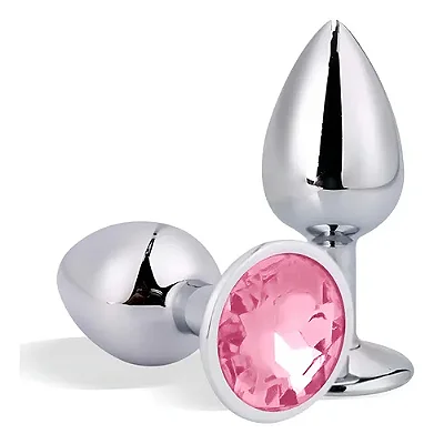 Plug Anal Pequeno - Diamond Color - Prata Metalizado - Material Liso e Atóxico - Tamanho Pequeno - Indicado para Iniciantes