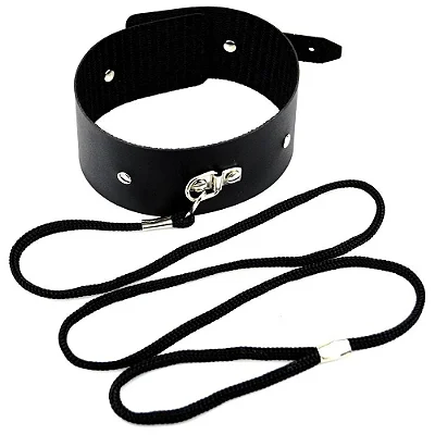 Kit Coleira com Fivela - Tira Regulável - Guia 1 Metro - Coleção Dominatrixxx - Produto Destinado +18 Anos