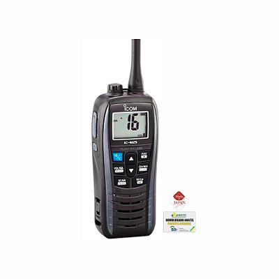 RÁDIO MARÍTIMO VHF ICOM IC-M25 5W - PORTÁTIL - HOMOLOGADO ANATEL (BLACK)