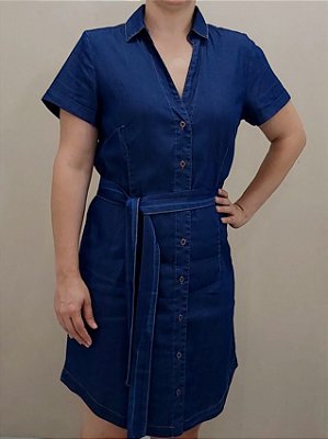 Vestido chemise jeans de manga curta