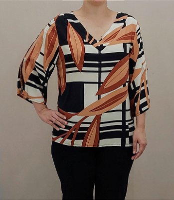 Blusa estampada manga 3/4