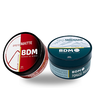 Kit Pomada Efeito Matte + Pomada Efeito Brilho Barbas de Minas | Bancada de Barbeiro Profissional