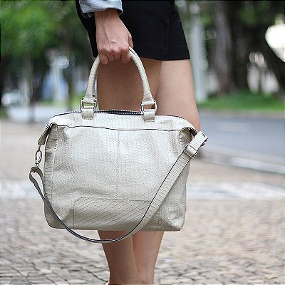 Bolsa Feminina de Couro Legítimo Anne Marfim