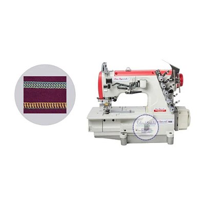 Máquina Galoneira Base Plana Sun Special SS858-D-01CBX-364 Direct Drive 110V Pés e Mesa Montados