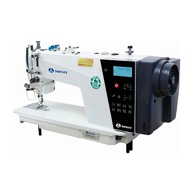 MAQUINA DE COSTURA RETA ELETRONICA COM PONTOS DECORATIVOS RETOS MOTOR DE PASSO SANSEI SA-MQ5T E-M-4C - 220 V COM KIT DE CALCADORES