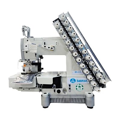 MAQUINA ELASTIQUEIRA 12 AGULHAS SANSEI DIRECT DRIVE PREPARADA PARA FAZER LASTEX SA-G008-1264P/DD -NSA273T - 220 V