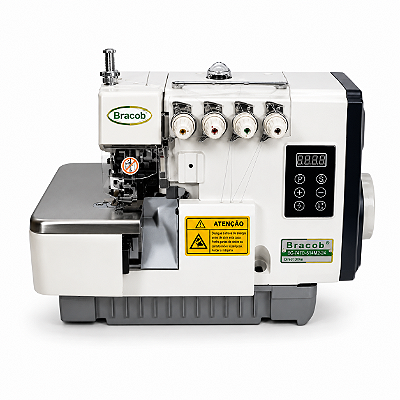 Máquina de Costura 2 Agulhas Overloque Ponto Cadeia Direct Drive Bracob BC-S3-4 AT 220V com Pés e Mesa Montados