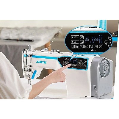 MAQUINA DE COSTURA RETA ELETRONICA JACK JK-A4F-DHL-7 PONTO 7 MM 220v - COM KIT PREMIUM