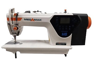 Máquina de Costura Reta Eletrônica Megamak H6 - 220 V + Kit de Calcadores e Luminaria de led + Cadeira Especial para Costureira