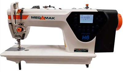 Máquina de Costura Reta Eletrônica Megamak H6 com Pontos decorativos Retos - 220 V Completa com Pés e Mesa Montados