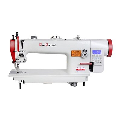 Maquina Reta Eletrônica Transporte Duplo Sun Special SS03-033-D4-H-FT-Q1 33 - Ponto 8 mm - 220 V Completa com Pés e Mesa Montados