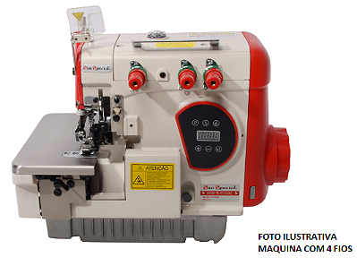 Maquina Overloque 4 Fios, 2 Agulhas 5000 ppm Direct Drive Sun Special SS-93D-4 -110 V COM PÉS E MESA MONTADOS