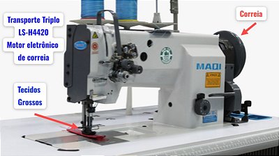 MAQUINA TRANSPORTE TRIPLO 2 AGULHAS MAQI MOTOR SERVO ELETRONICO LS-H4420 - 220 V