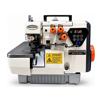 Máquina Overloque Industrial Megamak F7-3X 220V Direct Drive 3 Fios com Pés e Mesa Desmontados
