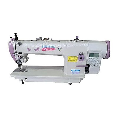 Máquina Transporte duplo Eletronica Sansei Aquarela 0303-D4- Ponto 12 mm - 220 V COMPLETA COM PÉS E MESA DESMONTADOS