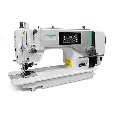 MAQUINA RETA ELETRONICA COM REFILADOR ZOJE A5400-D4-TP - 220 V COM PÉS E MESA MONTADOS