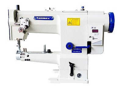 Máquina de Braço Transporte Triplo Lanmax LM-3628G Motor Direct Drive Formato em Meia Mesa 220V com Pés e Mesa Desmontados