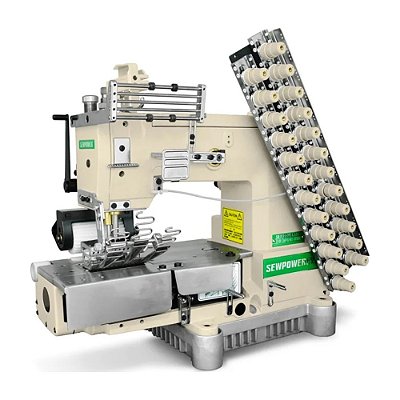 Maquina Elastiqueira 12 Agulhas Com Aparelho Adidas SewPower SP-008-12064P-SL-DS/S - 220 V Com Pes e Mesa Desmontados