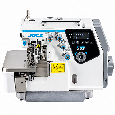 Máquina Overlock Ponto Cadeia Jack C7-4 URUS com Inteligência Artificial 4 Fios 220V com Mesa e Pés Montados