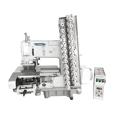 MAQUINA ELASTIQUEIRA 12 AGULHAS PARA LASTEX LANMAX LM-1412PQ-D 220 V COM PÉS E MESA DESMONTADOS
