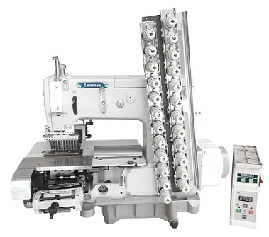 MAQUINA ELASTIQUEIRA 12 AGULHAS PARA LASTEX LANMAX LM-1412PQ-D 220 V COM PÉS E MESA DESMONTADOS