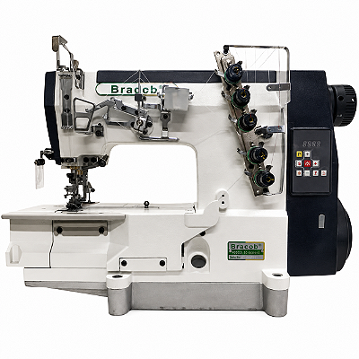 Máquina Galoneira Industrial Bracob BC-588 AT 3 Agulhas 5 Fios Direct Drive Bivolt + Pés e Mesa Montados