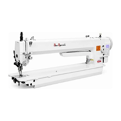 Máquina de Costura Industrial Transporte Duplo Eletrônica Base Alongada Sun Special SS0850D4-H-FT-PO 220V