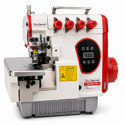 Máquina Interlock Direct Drive Sun Special SS95D 220V 5 Fios Bitola Média + Kit Premium e Cadeira para Costureira