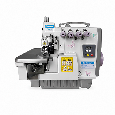 Máquina Interloque Bitola Média Sansei Aquarela SA-DS-6800DE-5-35/DD 110V com Pés e Mesa Desmontados