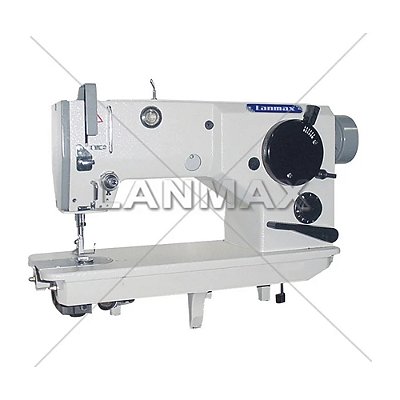 MAQUINA ZIG ZAG INDUSTRIAL PARA COURO LANMAX GC-0028 220V COM PÉS E MESA MONTADOS