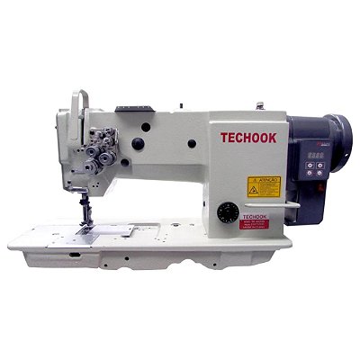 MAQUINA TRANSPORTE TRIPLO 2 AGULHAS DIRECT DRIVE TECHOOK TK-44200 - 220 V COM PÉS E MESA MONTADOS