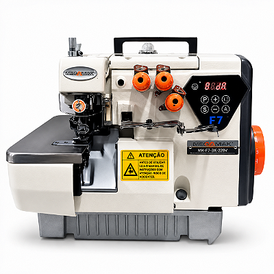 Máquina Overloque com Motor Direct Drive 3 Fios Megamak F7-3X - 110 V + Kit Premium e CADEIRA ESPECIAL PARA COSTUREIRA