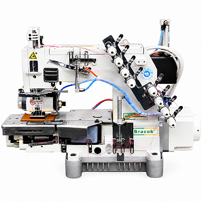 MÁQUINA 4 AGULHAS PONTO CORRENTE BRACOB BC 008-04085 P/UT 220V COM CORTE AUTOMÁTICO + PÉS E MESA DESMONTADOS