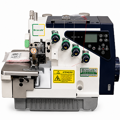 Máquina Overloque Ponto Cadeia Eletrônica Bracob S4-4 AT EUT 220V com Pés e Mesa Desmontados