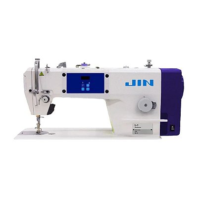 MAQUINA RETA DIRECT DRIVE MARCA JUKI JIN L1-MA - 220V COM PÉS E MESA MONTADOS