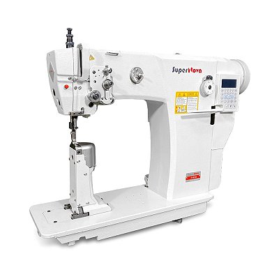 Maquina Coluna Eletro-Eletrônica com Calcador Transporte Superior e Inferior por Barra de Agulha e Dente Supernova S-5816S - 220 V COM PÉS E MESA MONTADOS