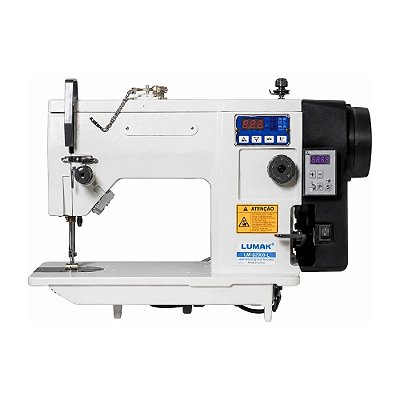 MAQUINA ZIG ZAG COM 190 PONTOS DECORATIVOS DIRECT DRIVE LUMAK LU20U73D - 220 V COM MESA E PÉS DESMONTADOS