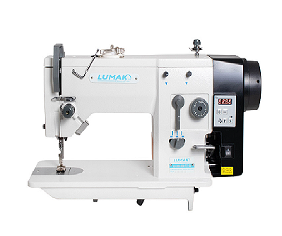 MAQUINA ZIG ZAG SEMI INDUSTRIAL 2 PONTOS LUMAK LU20U53D - 220 V COM PÉS E MESA MONTADOS