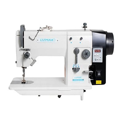 MAQUINA ZIG ZAG SEMI INDUSTRIAL 2 PONTOS LUMAK LU20U53D - 110 V COM PÉS E MESA DESMONTADOS